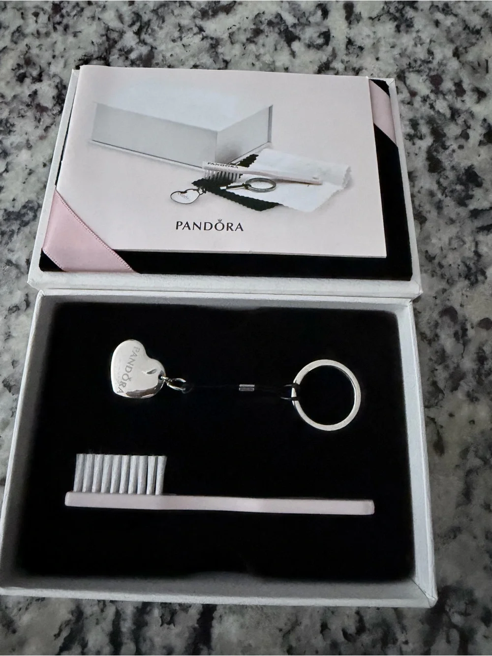 Pandora Jewelry Care Kit with Brush Cleaning Cloth and Heart Shape Clasp Opener